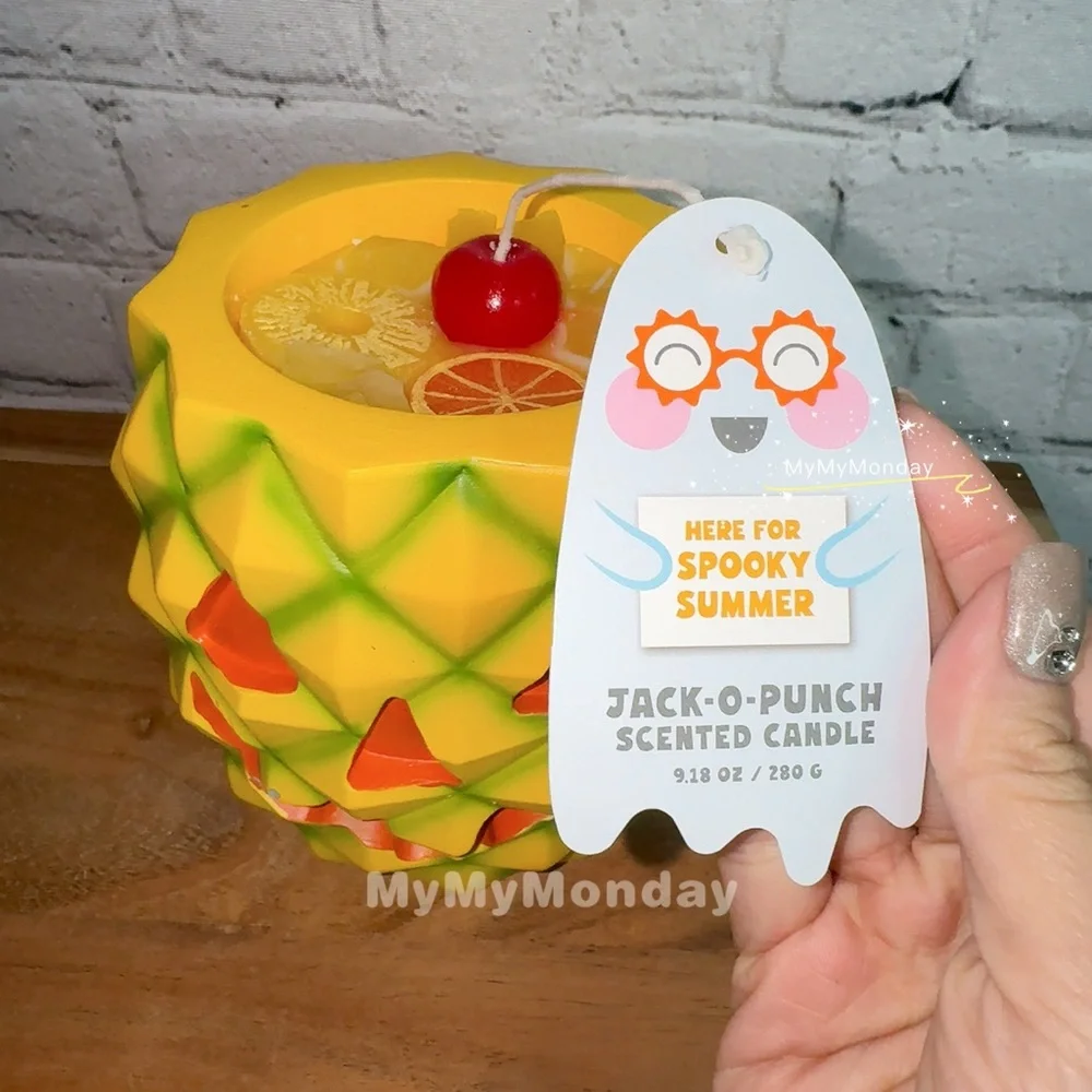 Halloween Pineapple Pumpkin Jack o Lantern Candle Summerween - Picture 4 of 4